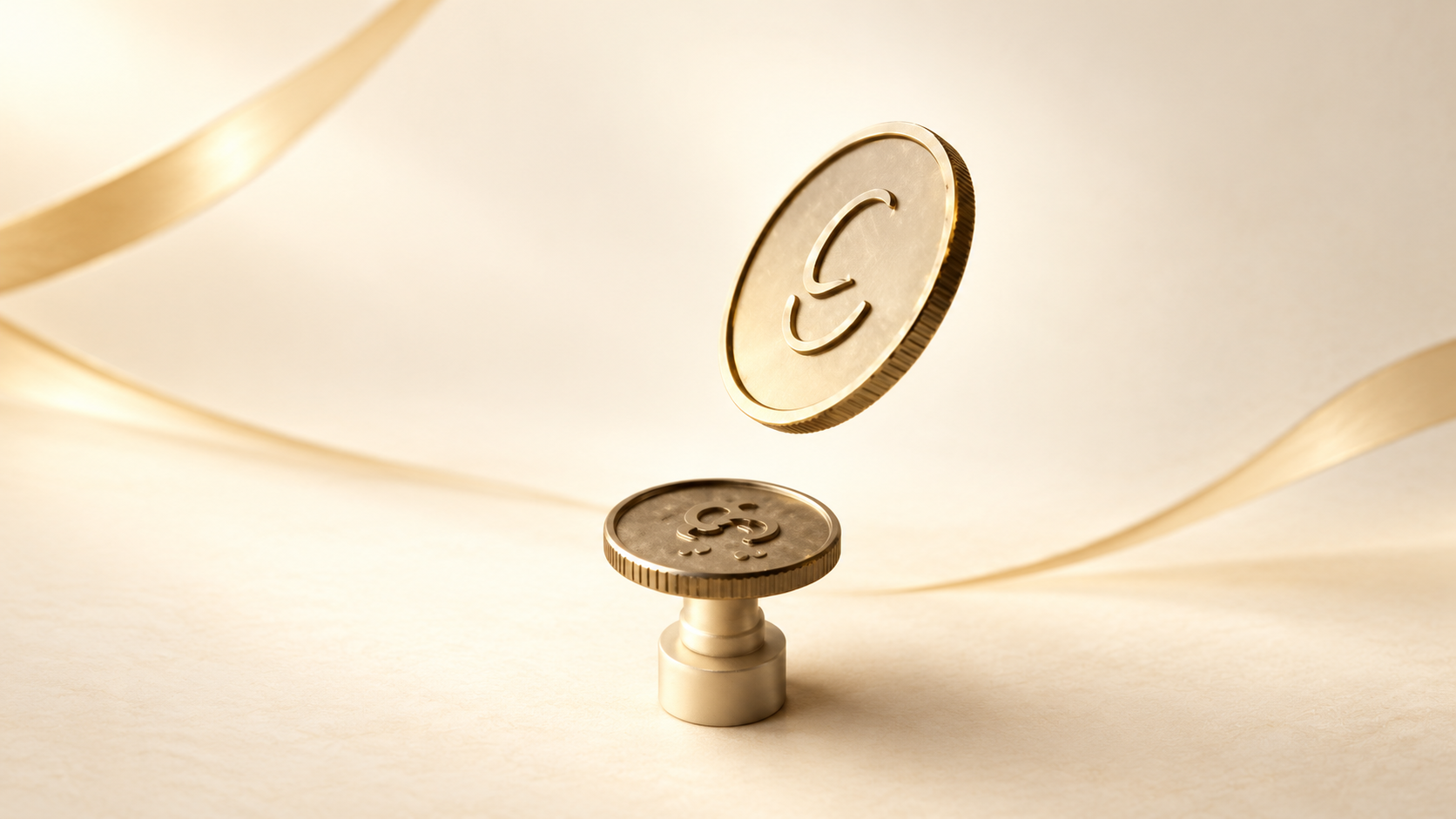 Floating investment coins on an ivory and gold backdrop